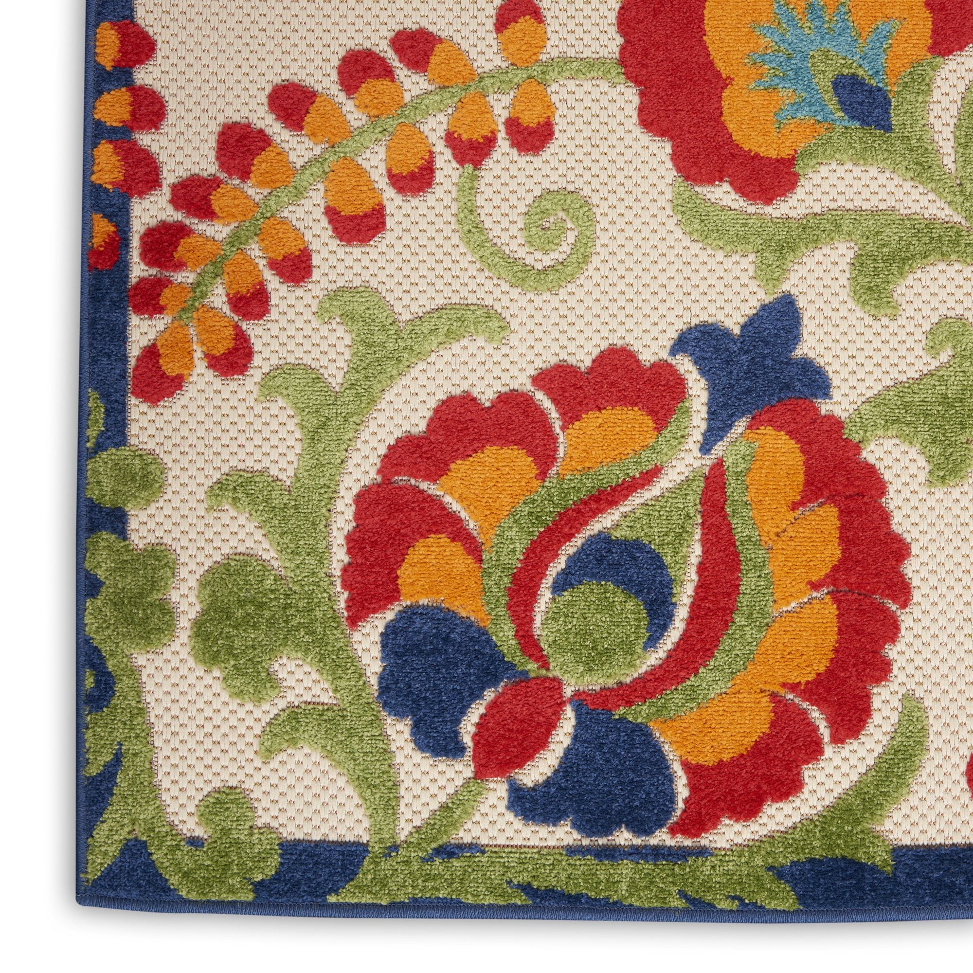 Multicolor Farmhouse Indoor-Outdoor Swirling Vines Rug