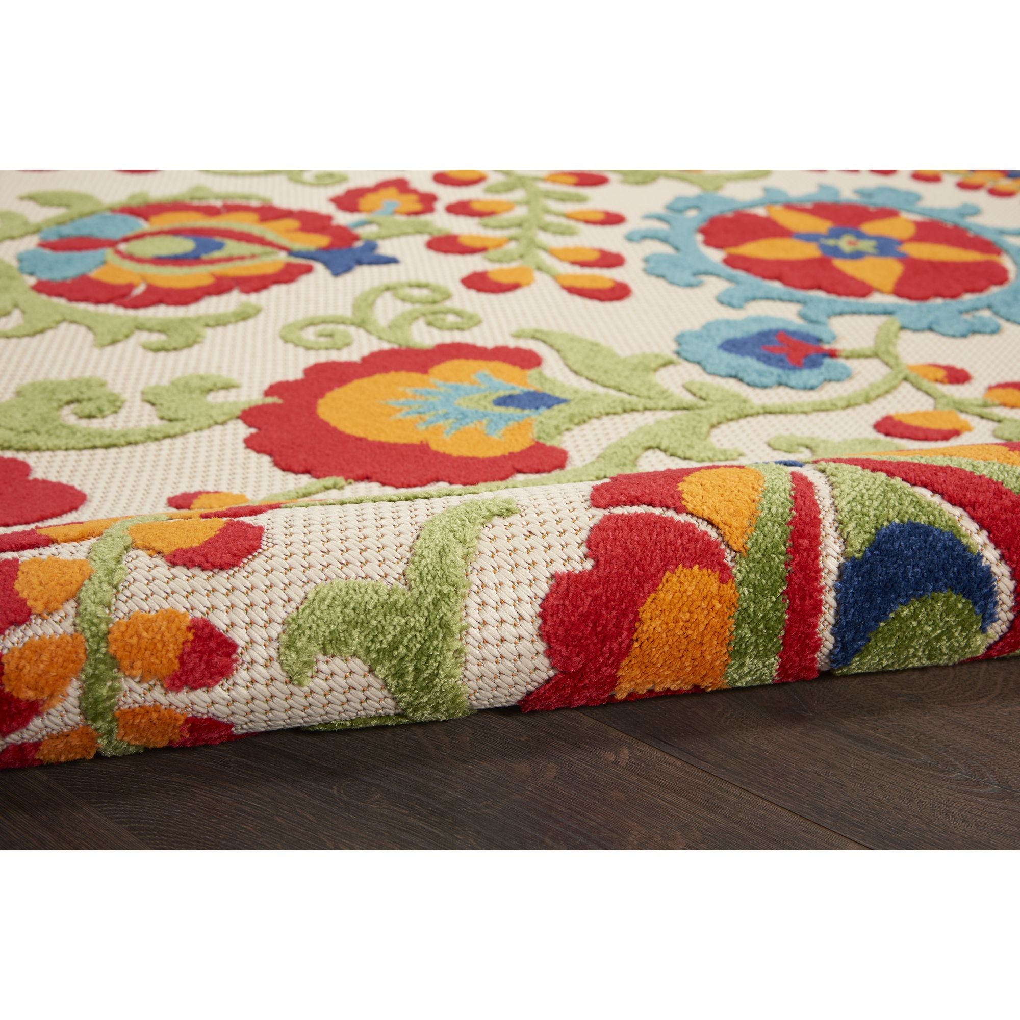 Multicolor Farmhouse Indoor-Outdoor Swirling Vines Rug