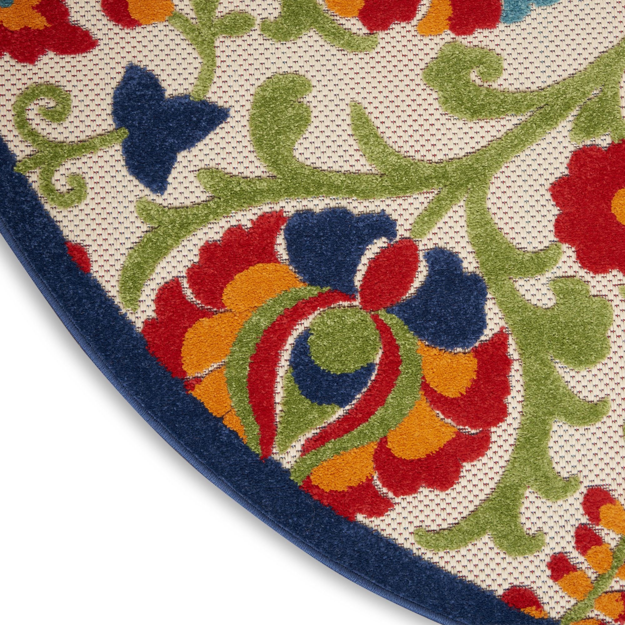 Multicolor Farmhouse Indoor-Outdoor Swirling Vines Rug