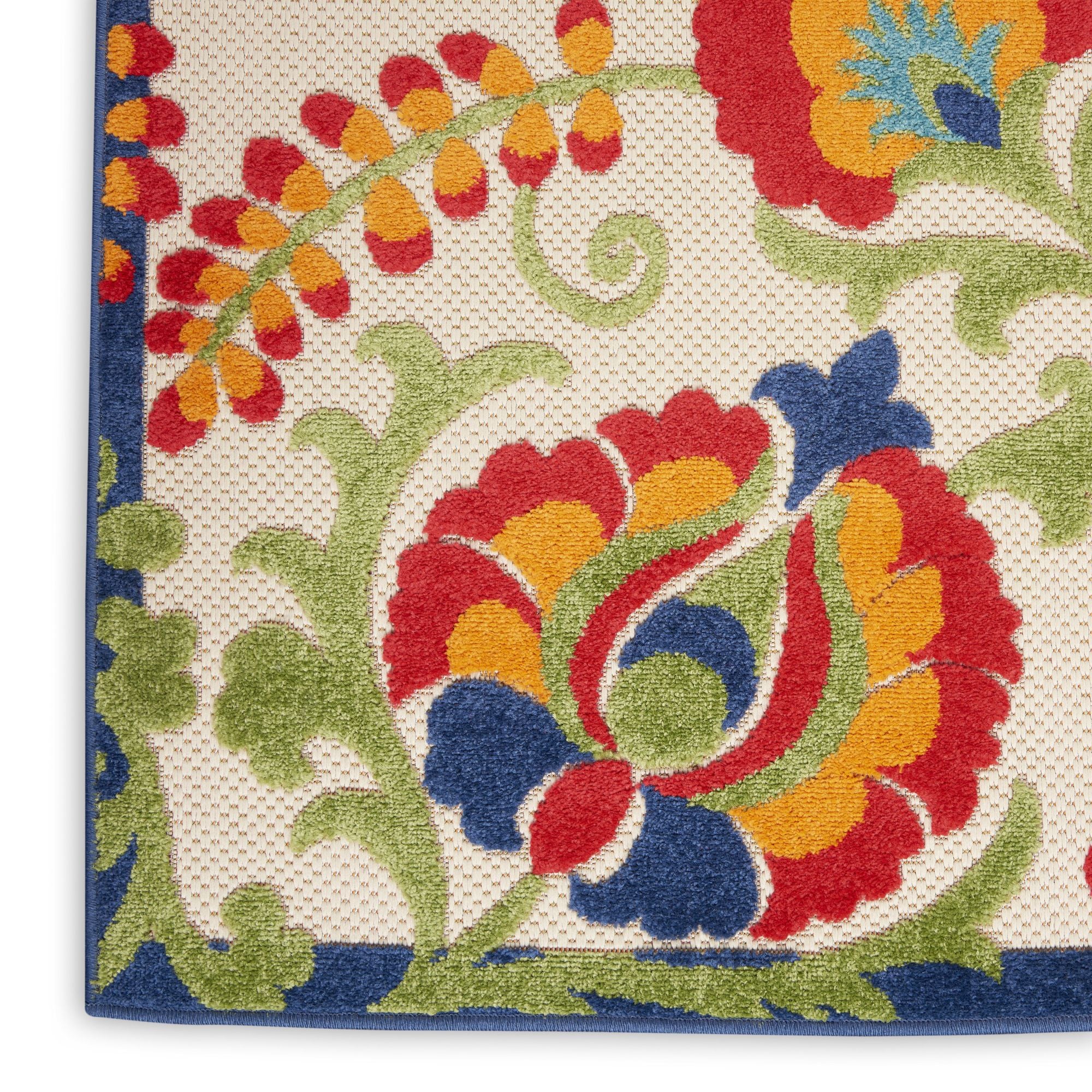 Multicolor Farmhouse Indoor-Outdoor Swirling Vines Rug