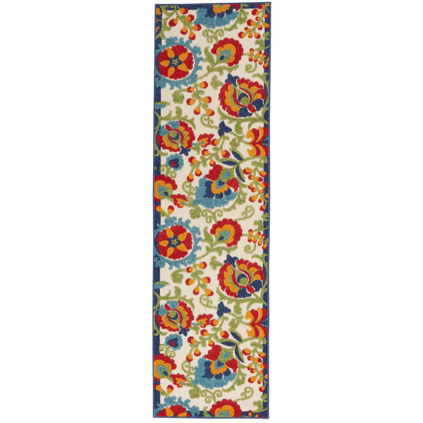 Multicolor Farmhouse Indoor-Outdoor Swirling Vines Rug
