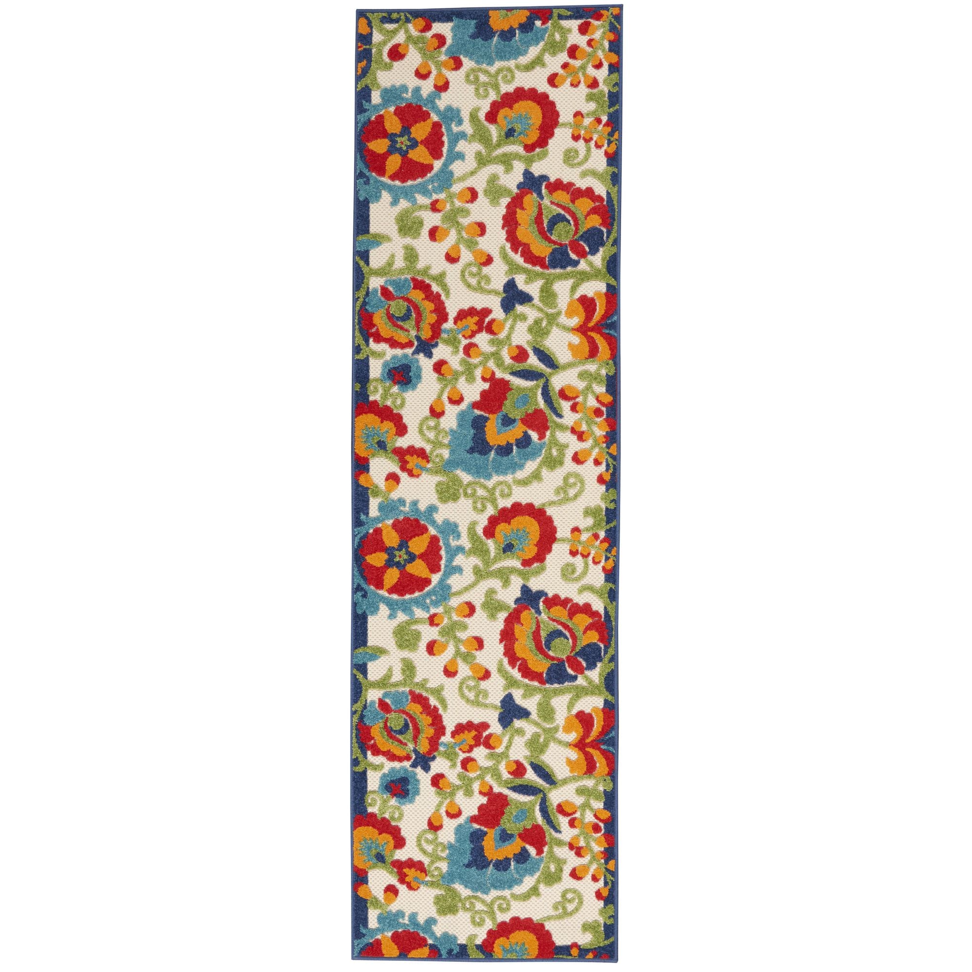 Multicolor Farmhouse Indoor-Outdoor Swirling Vines Rug