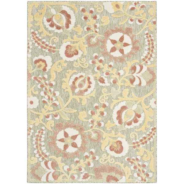 Sage Rose Farmhouse Indoor-Outdoor Swirling Vines Rug