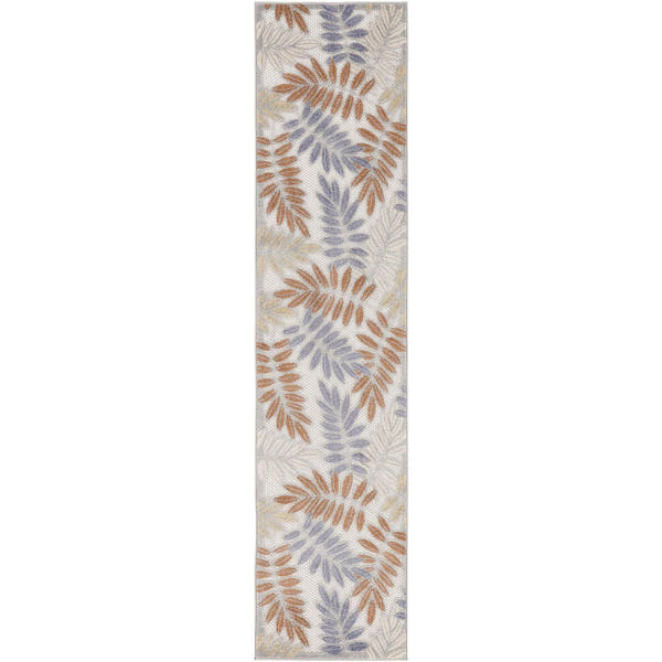 Blue Mocha Tropical Leaf Indoor/Outdoor Patio Rug
