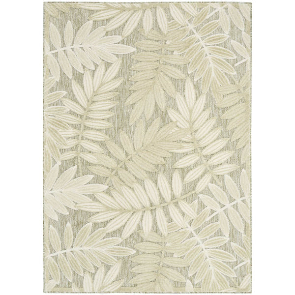 Ivory Sage Tropical Leaf Indoor/Outdoor Patio Rug