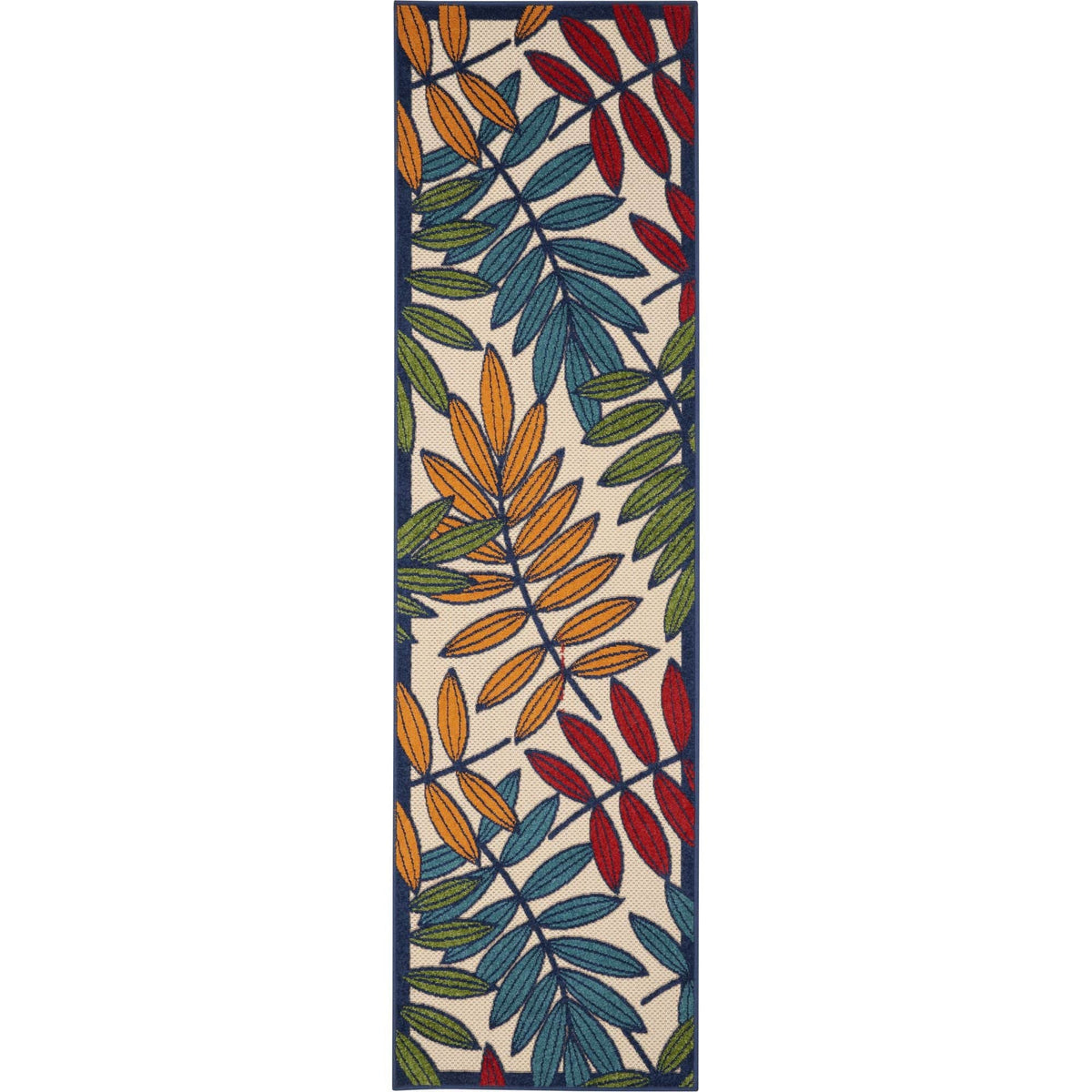 Multi Colored Outdoor Rug Multicolor Tropical Leaf Indoor/Outdoor Patio Rug