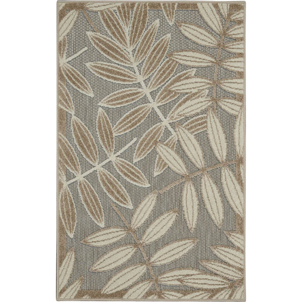 Natural Tropical Leaf Indoor/Outdoor Patio Rug