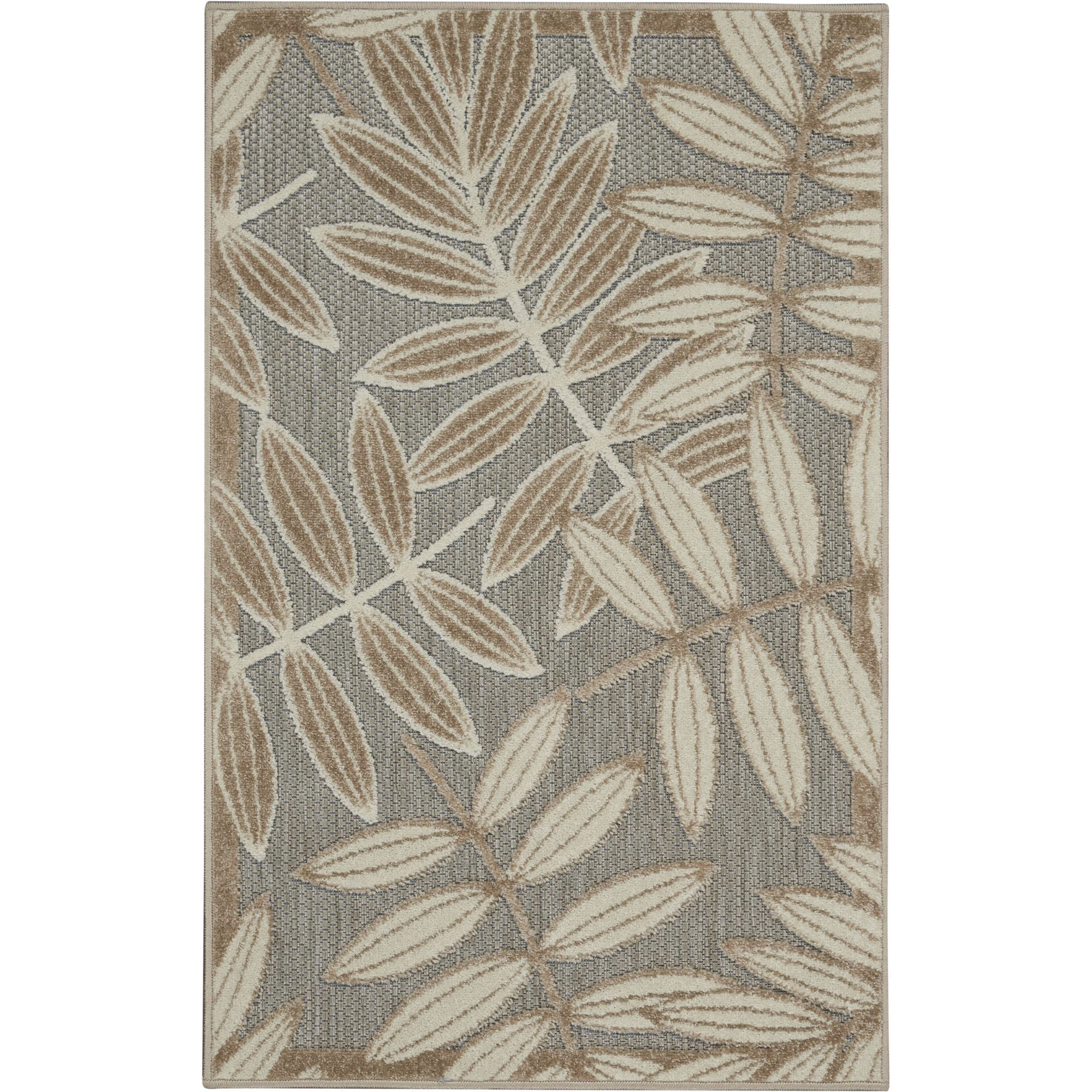 Natural Tropical Leaf Indoor/Outdoor Patio Rug