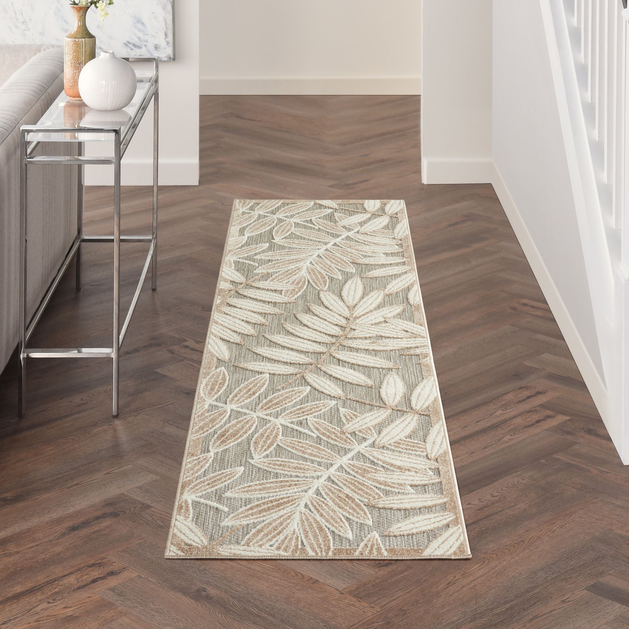 Natural Tropical Leaf Indoor/Outdoor Patio Rug