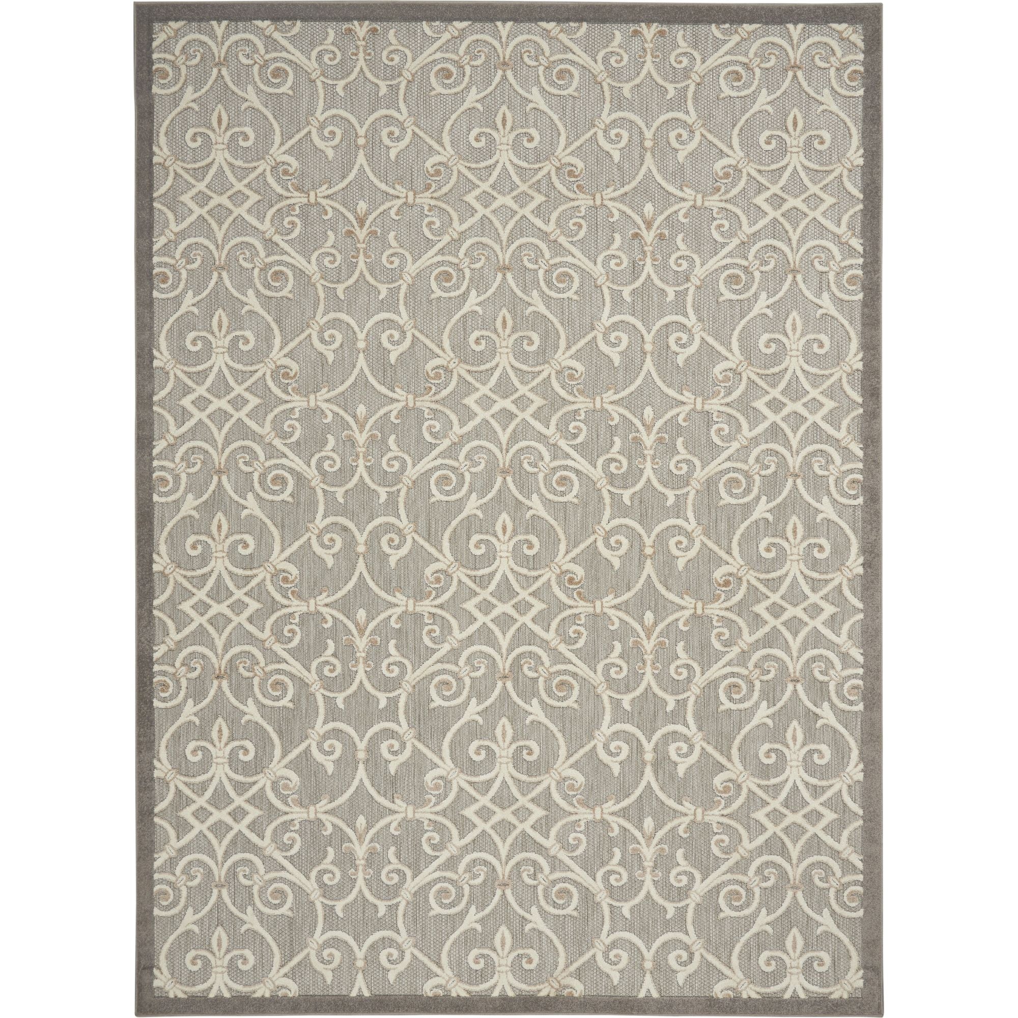 Natural Contemporary Floral Indoor-Outdoor Patio Rug
