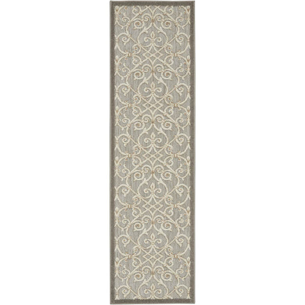 Natural Contemporary Floral Indoor-Outdoor Patio Rug