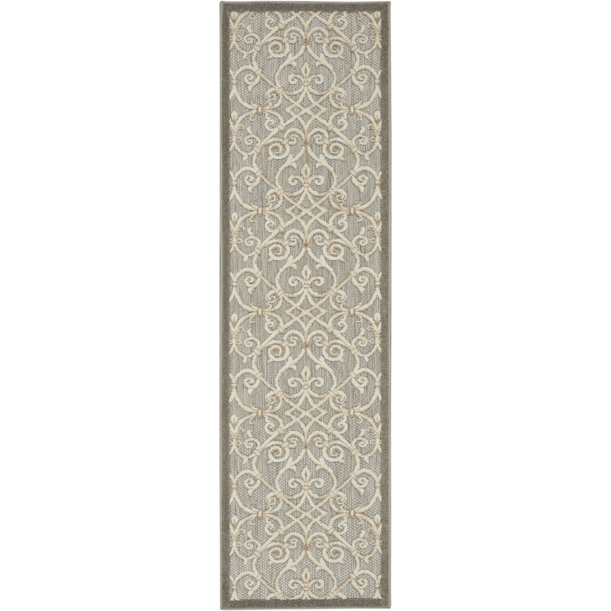 Natural Contemporary Floral Indoor-Outdoor Patio Rug