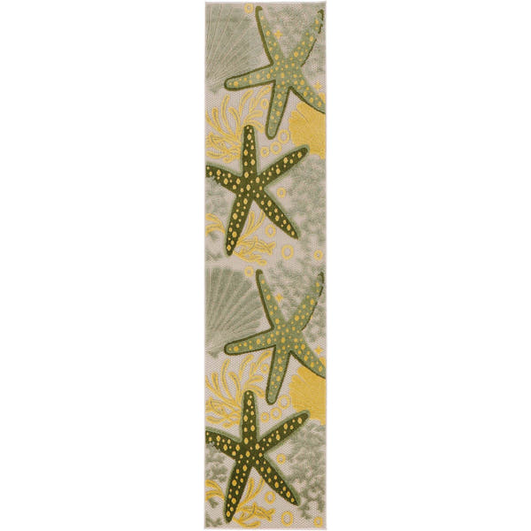 Green Yellow Coastal Indoor Outdoor Polypropylene Area Rug