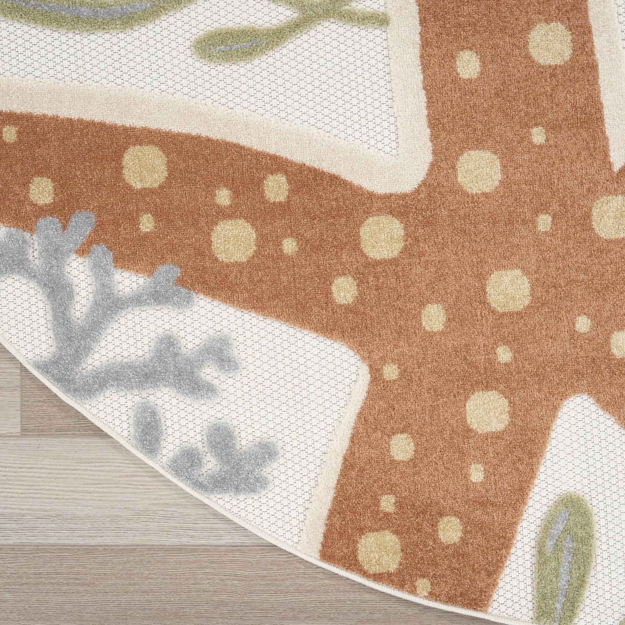 Ivory Multicolor Coastal Indoor Outdoor Polypropylene Area Rug