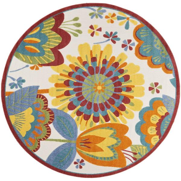 Multicolor Contemporary Indoor Outdoor Floral Area Rug