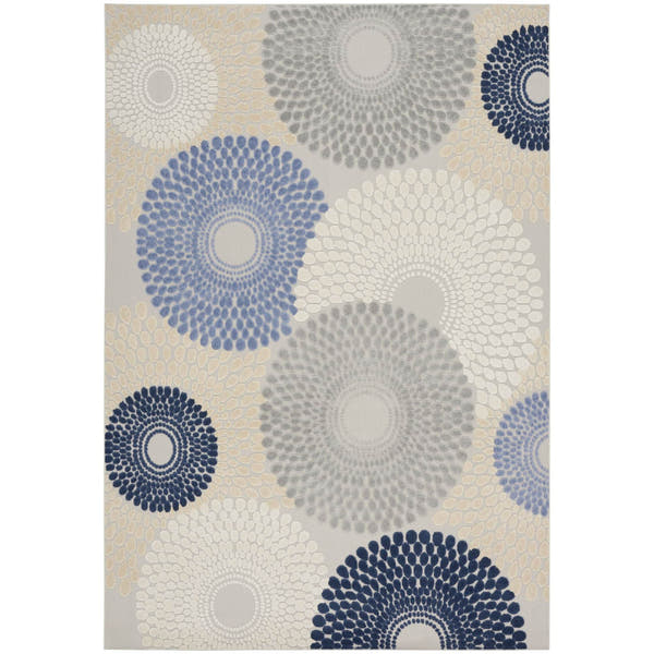 Blue Grey Geometric Indoor Outdoor Area Rug