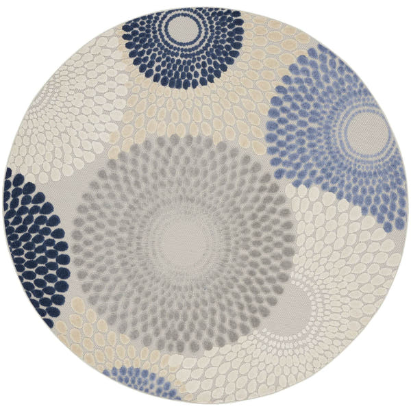 Blue Grey Geometric Indoor Outdoor Area Rug