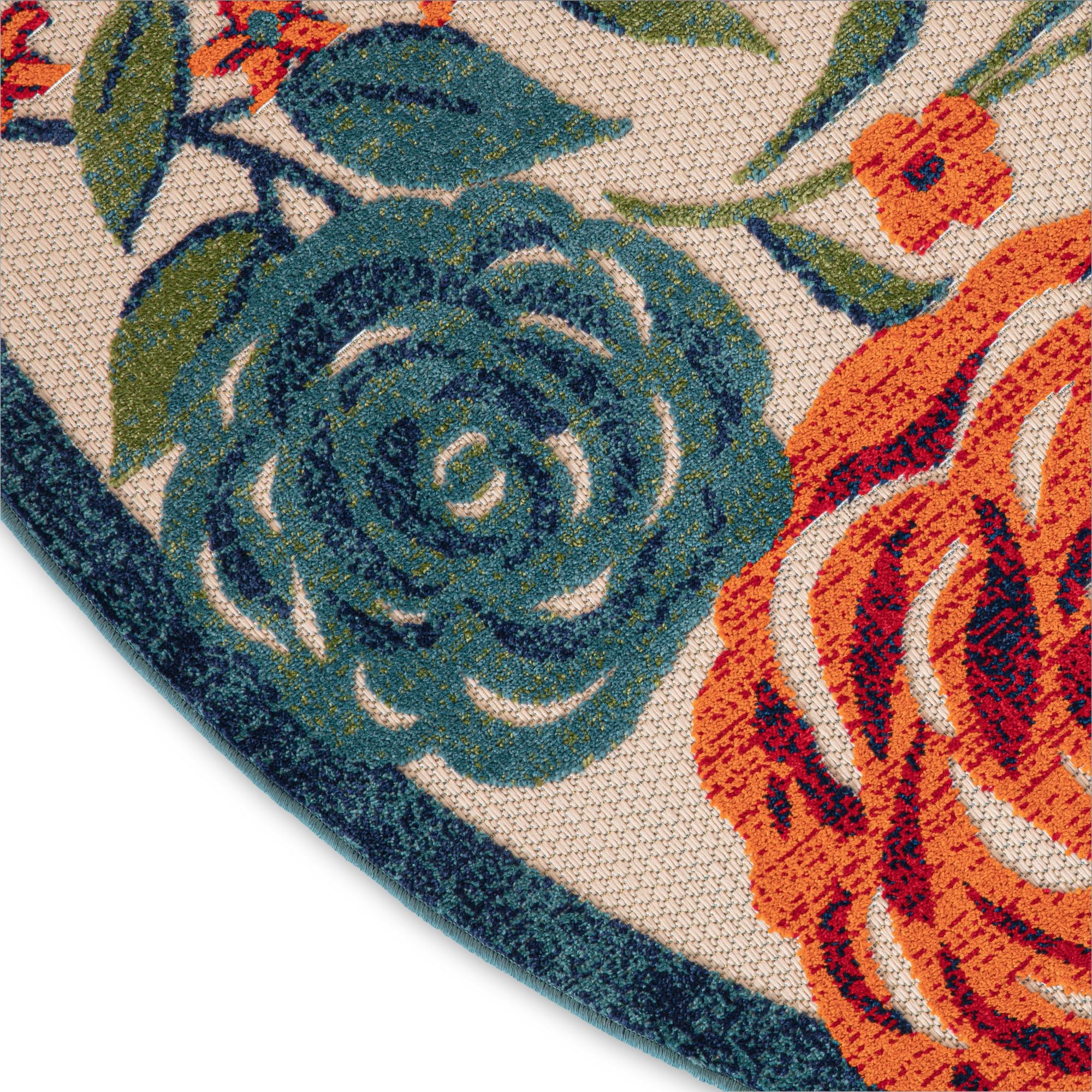 Ivory Multicolor Contemporary Indoor-Outdoor Floral Area Rug