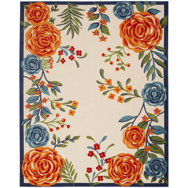 Multicolor Contemporary Indoor-Outdoor Floral Area Rug