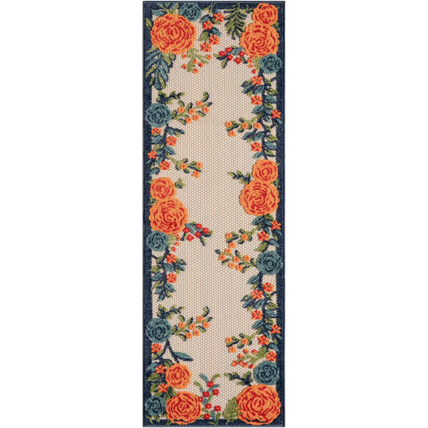 Multicolor Contemporary Indoor-Outdoor Floral Area Rug
