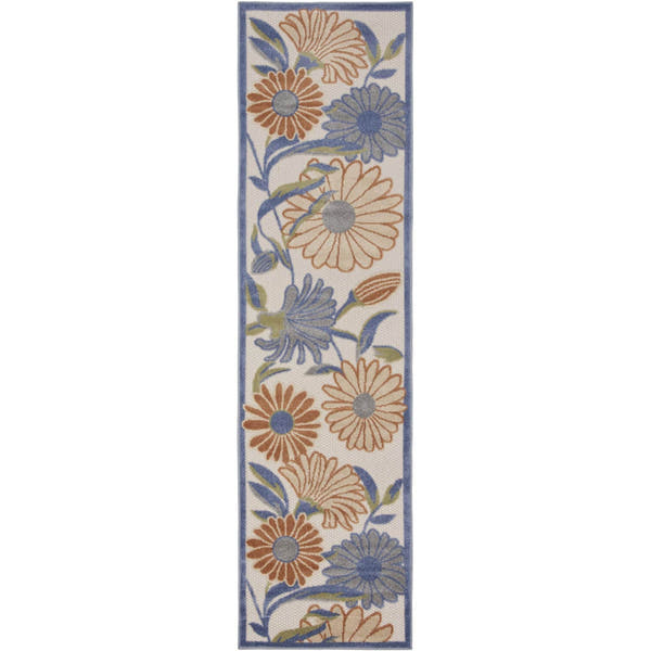 Beige Multicolor Contemporary Indoor Outdoor Floral Area Rug
