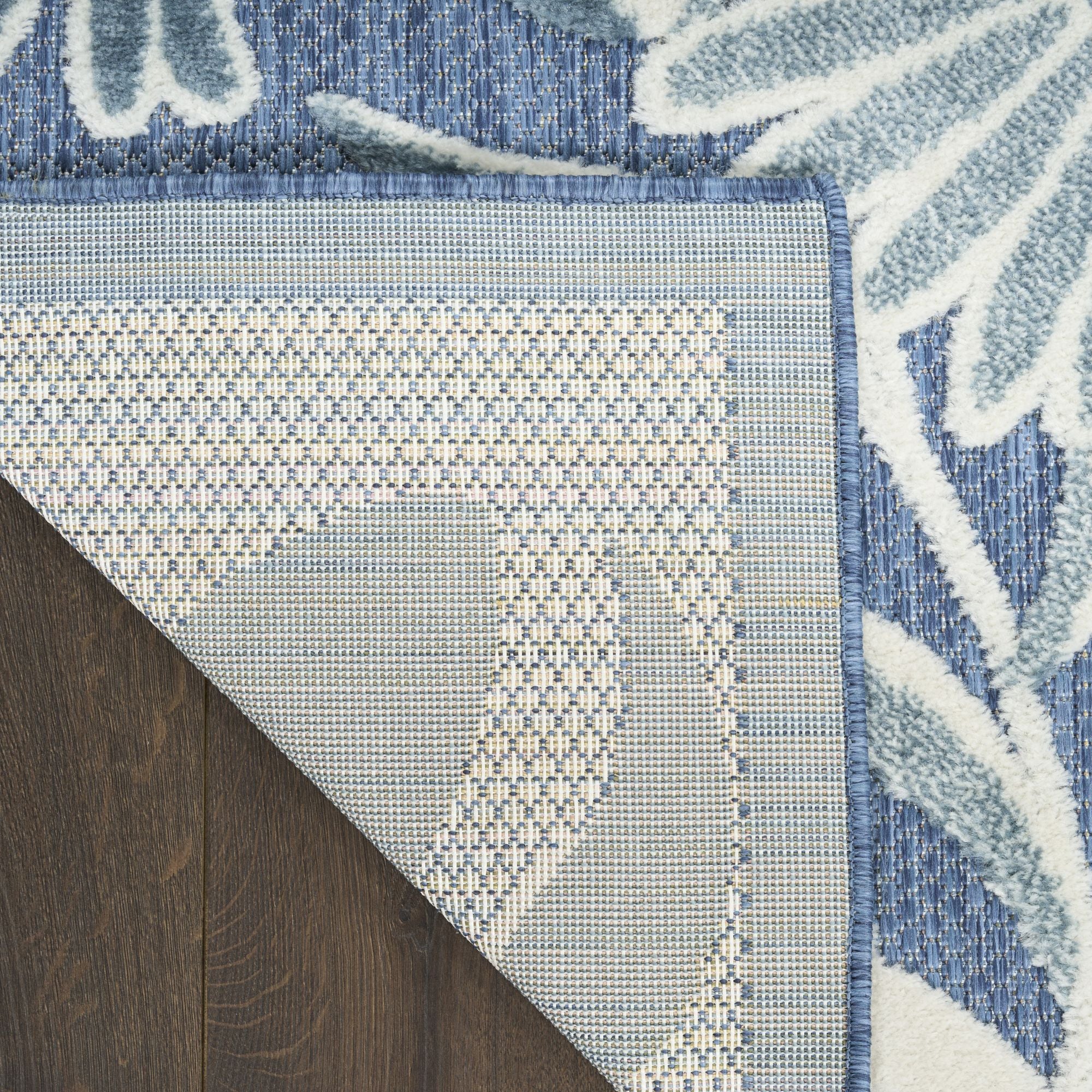 Blue Contemporary Indoor Outdoor Floral Area Rug