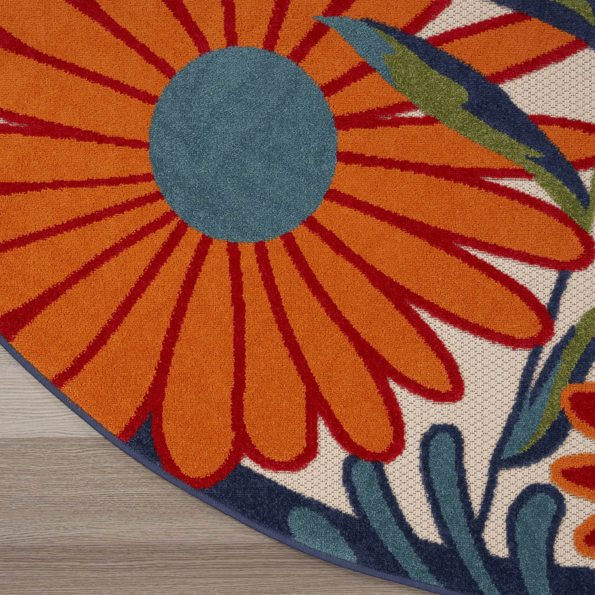 Multicolor Contemporary Indoor Outdoor Floral Area Rug