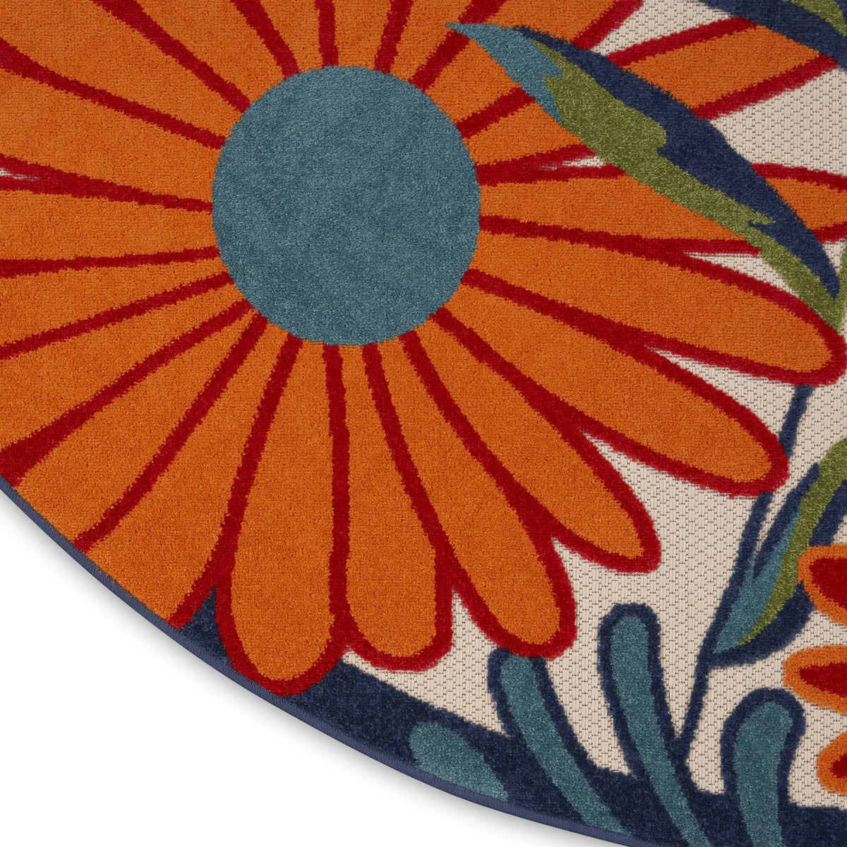 Multicolor Contemporary Indoor Outdoor Floral Area Rug