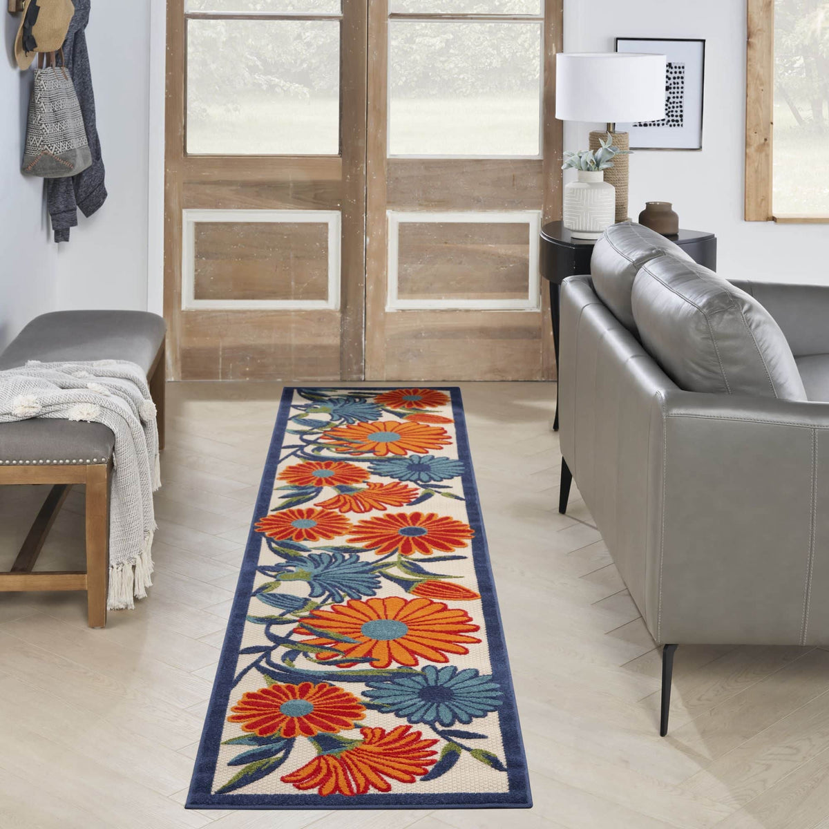 Multicolor Contemporary Indoor Outdoor Floral Area Rug
