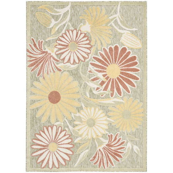 Sage Rose Contemporary Indoor Outdoor Floral Area Rug