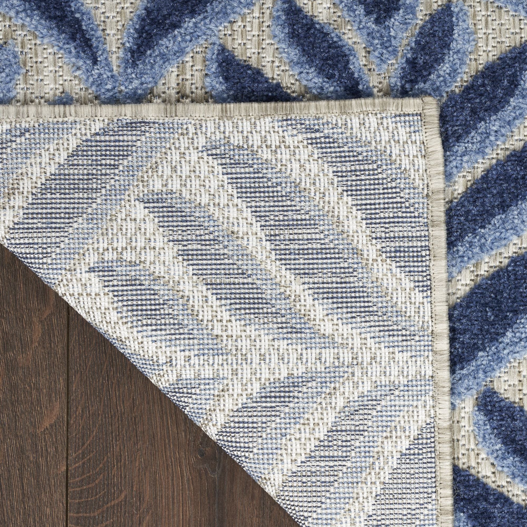Blue Tropical Palm Leaf Indoor-Outdoor Rug
