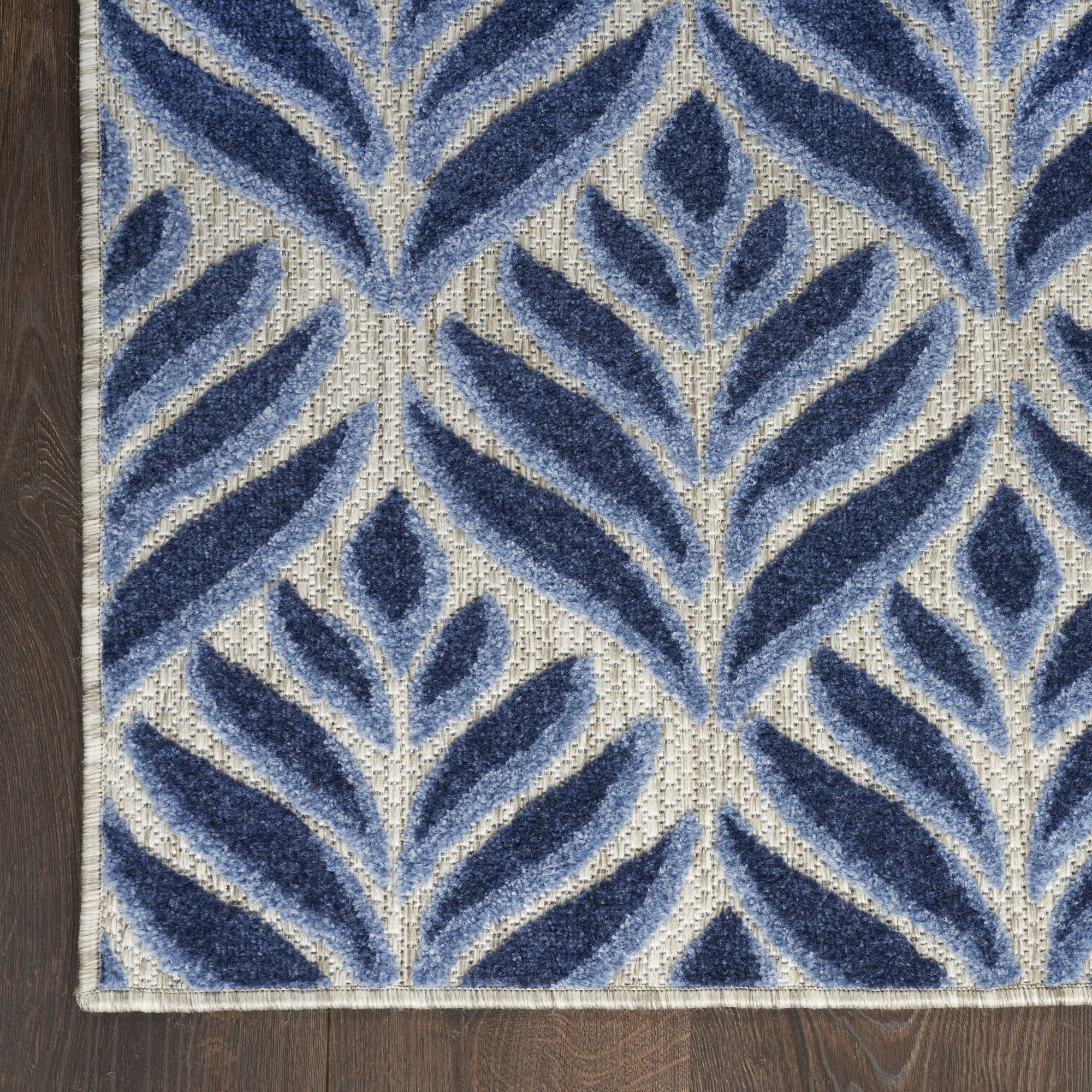 Blue Tropical Palm Leaf Indoor-Outdoor Rug