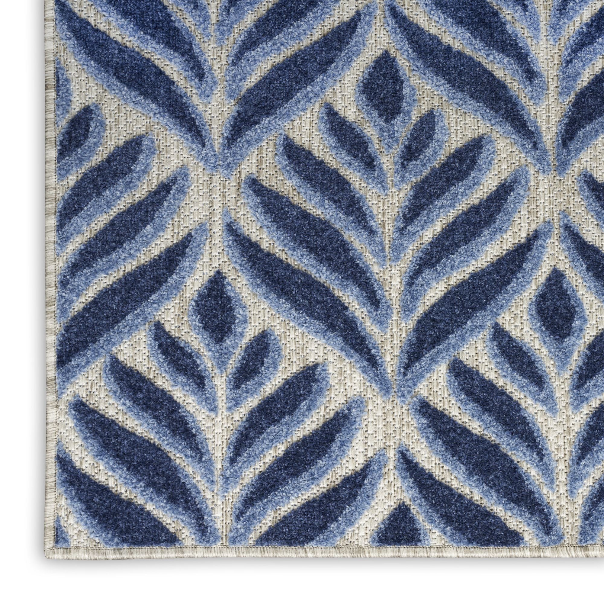 Blue Tropical Palm Leaf Indoor-Outdoor Rug