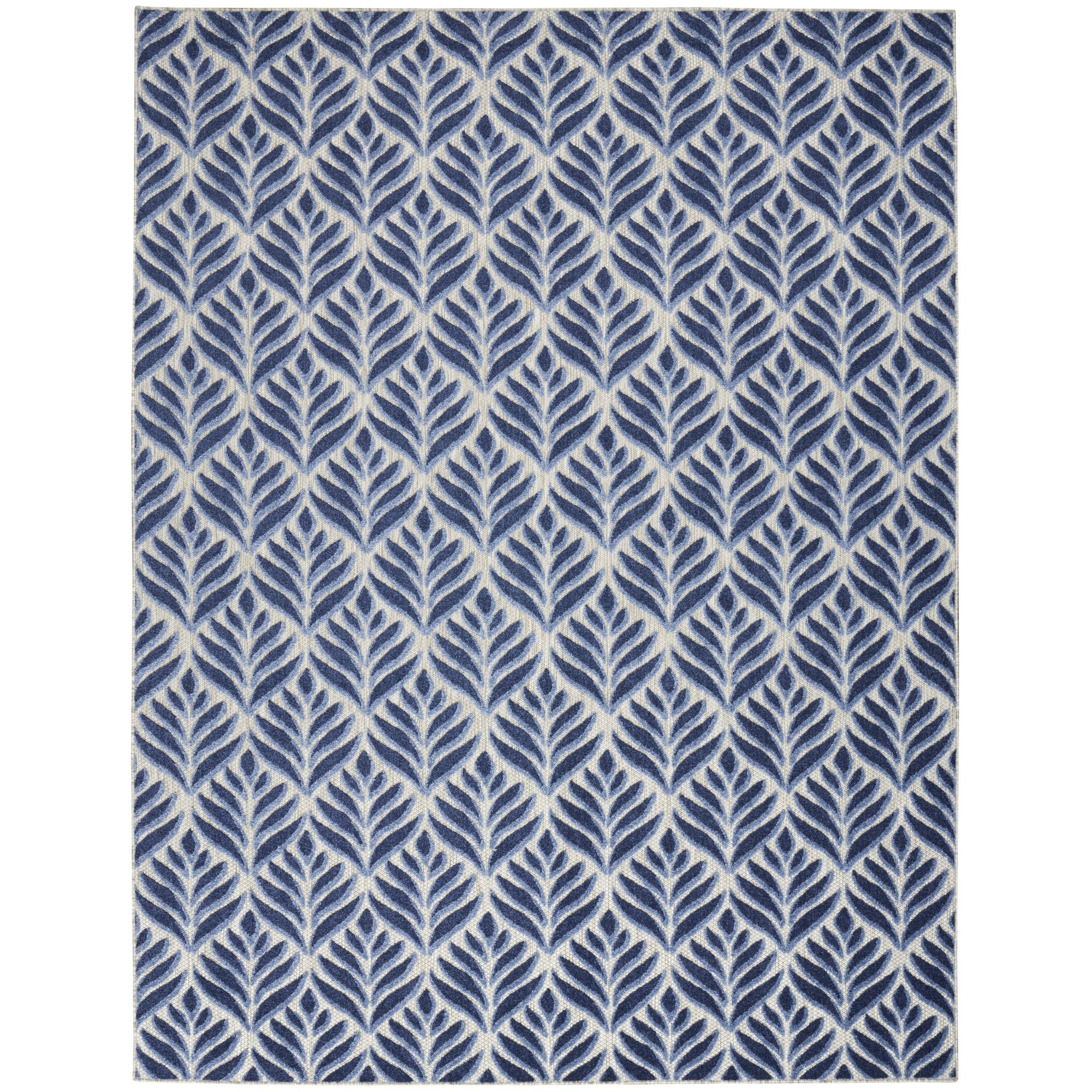 Blue Tropical Palm Leaf Indoor-Outdoor Rug