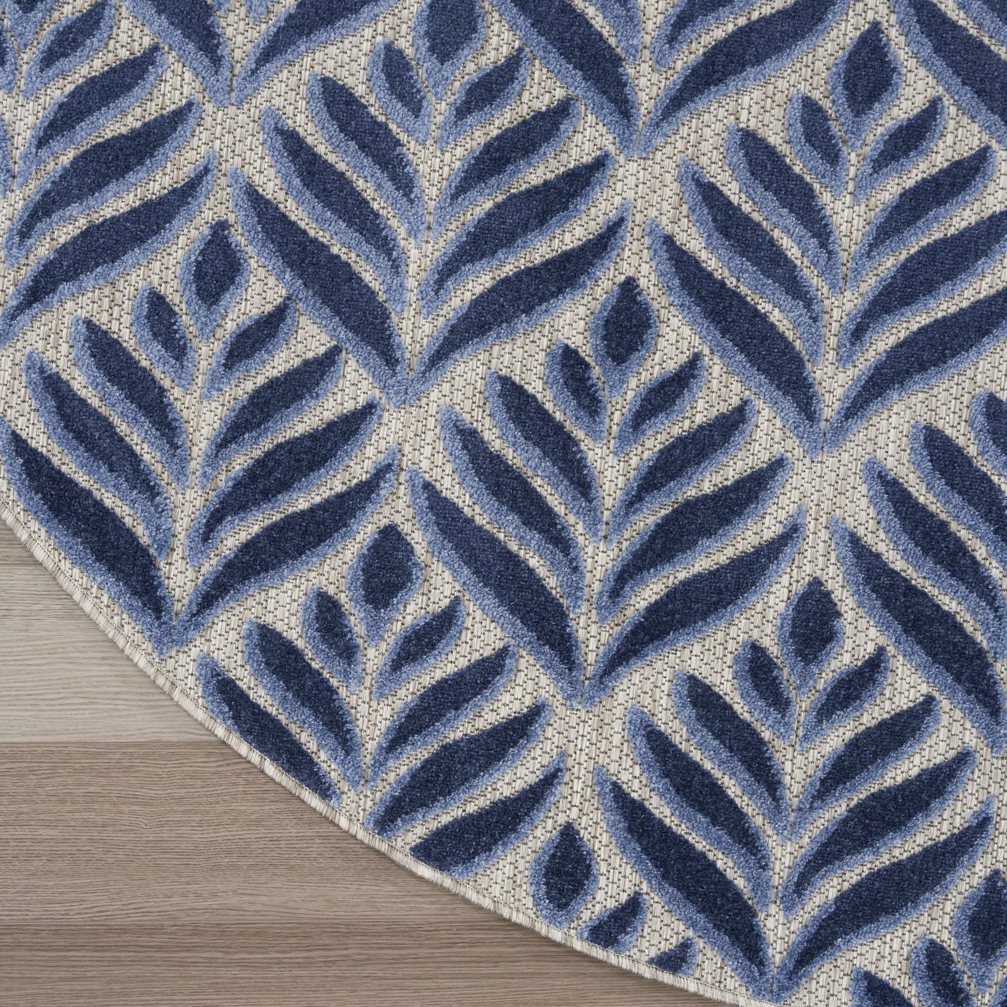 Blue Tropical Palm Leaf Indoor-Outdoor Rug