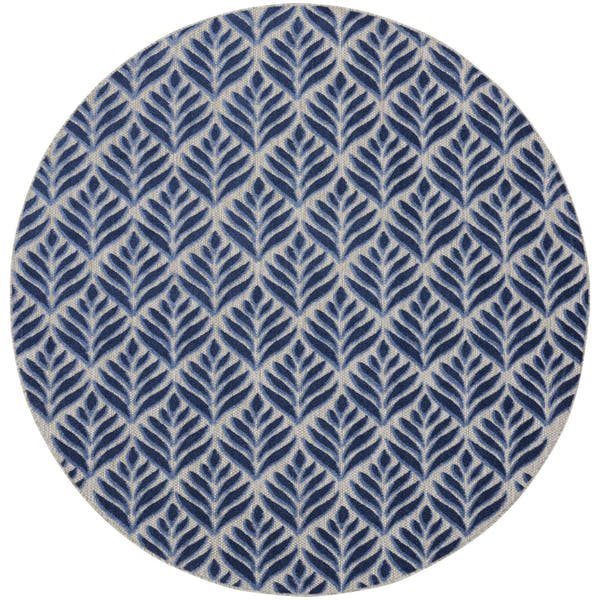 Blue Tropical Palm Leaf Indoor-Outdoor Rug