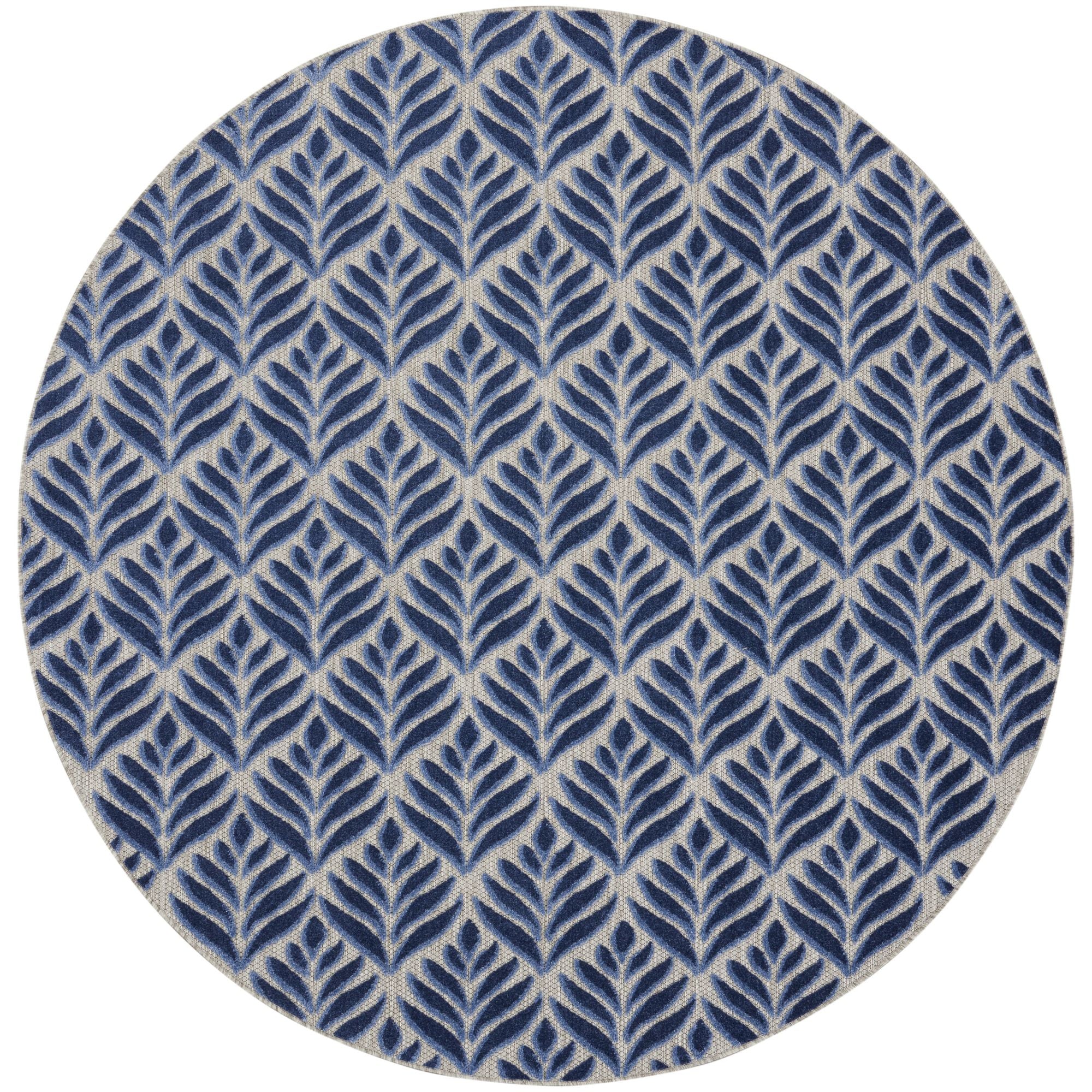 Blue Tropical Palm Leaf Indoor-Outdoor Rug