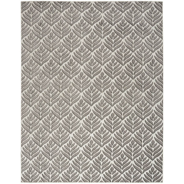 Charcoal Tropical Palm Leaf Indoor-Outdoor Rug