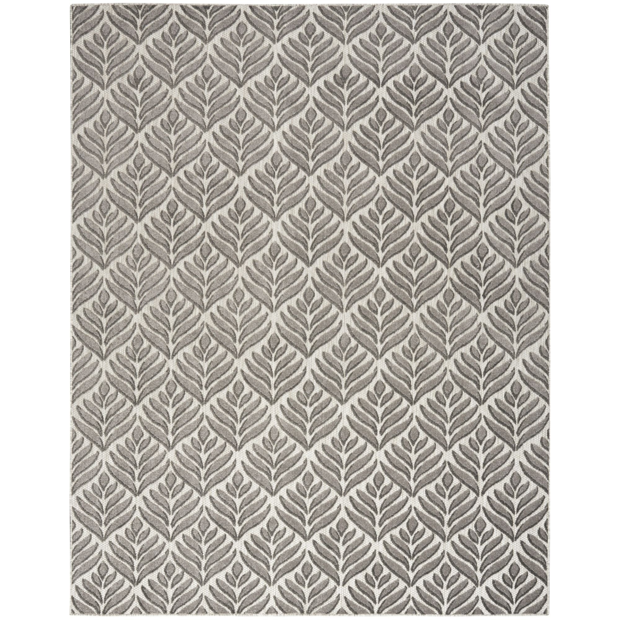 Charcoal Tropical Palm Leaf Indoor-Outdoor Rug
