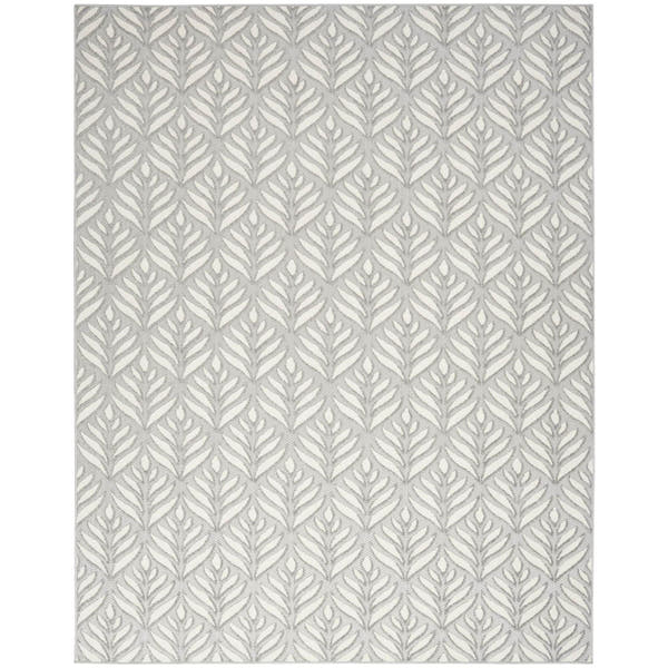 Grey Tropical Palm Leaf Indoor-Outdoor Rug