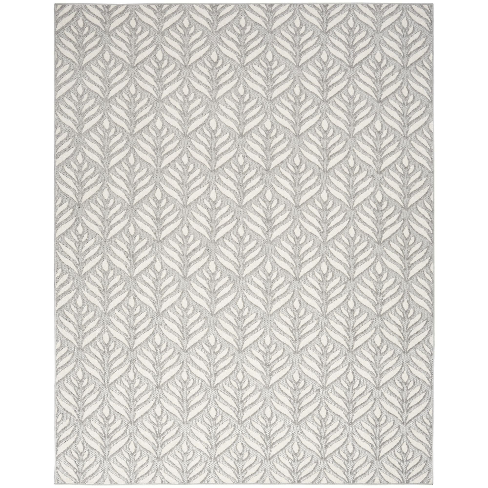 Grey Tropical Palm Leaf Indoor-Outdoor Rug