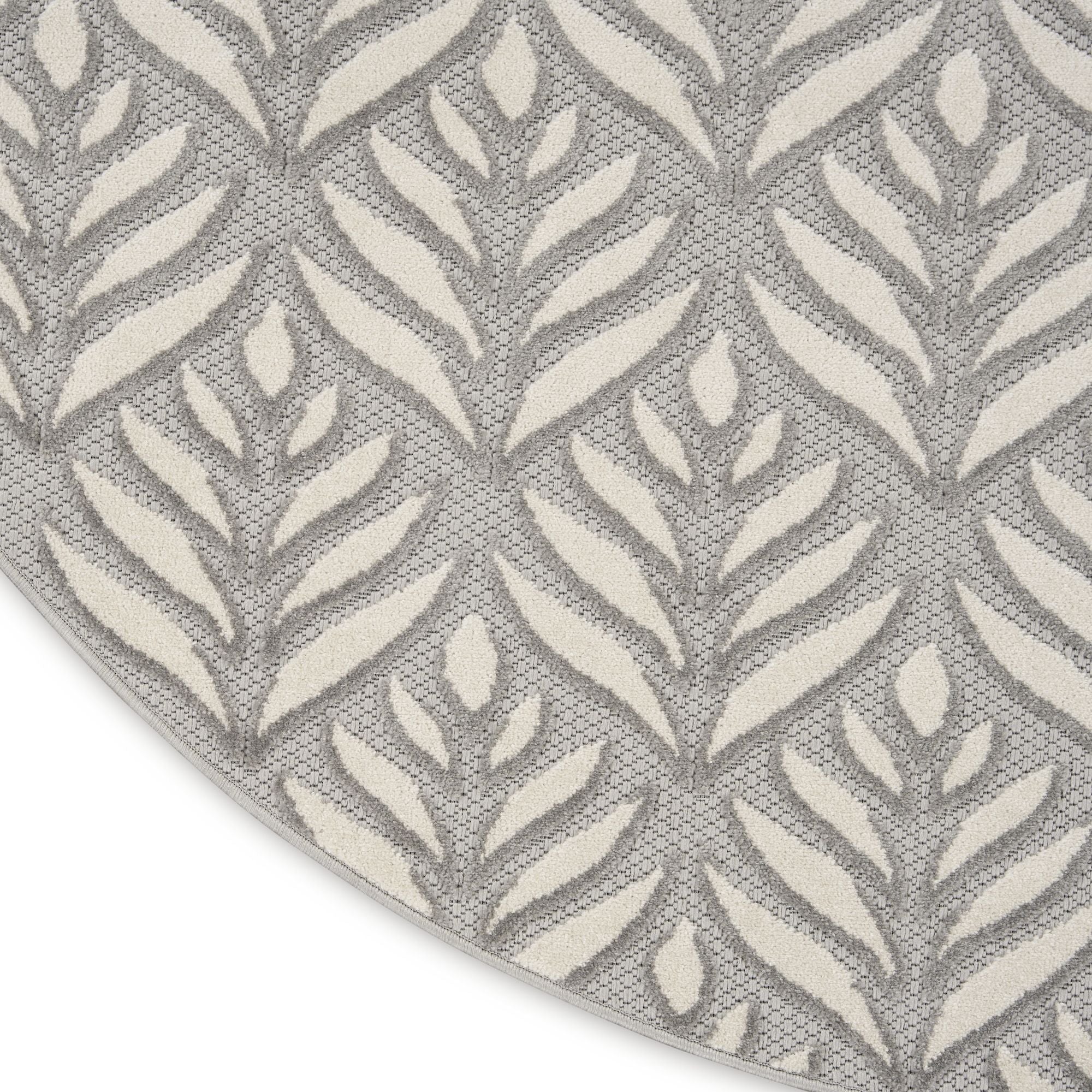 Grey Tropical Palm Leaf Indoor-Outdoor Rug