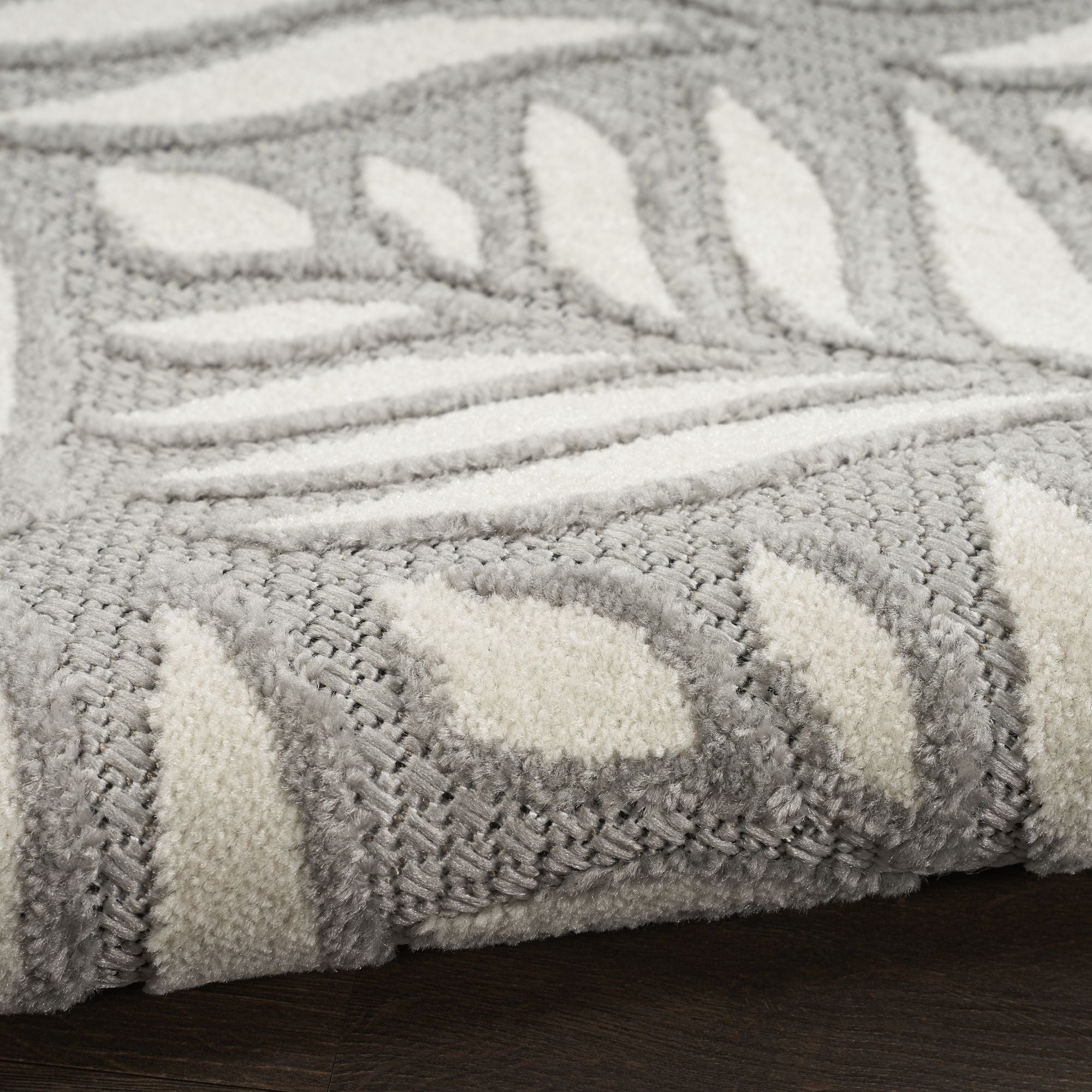 Grey Tropical Palm Leaf Indoor-Outdoor Rug