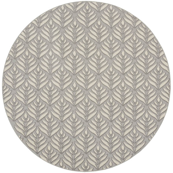 Grey Tropical Palm Leaf Indoor-Outdoor Rug