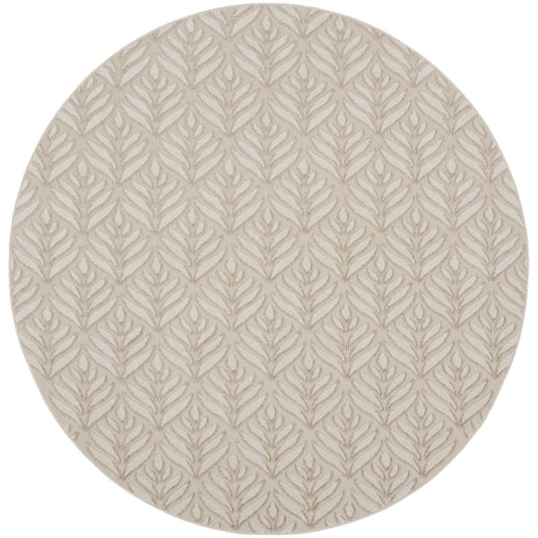 Ivory Grey Tropical Palm Leaf Indoor-Outdoor Rug