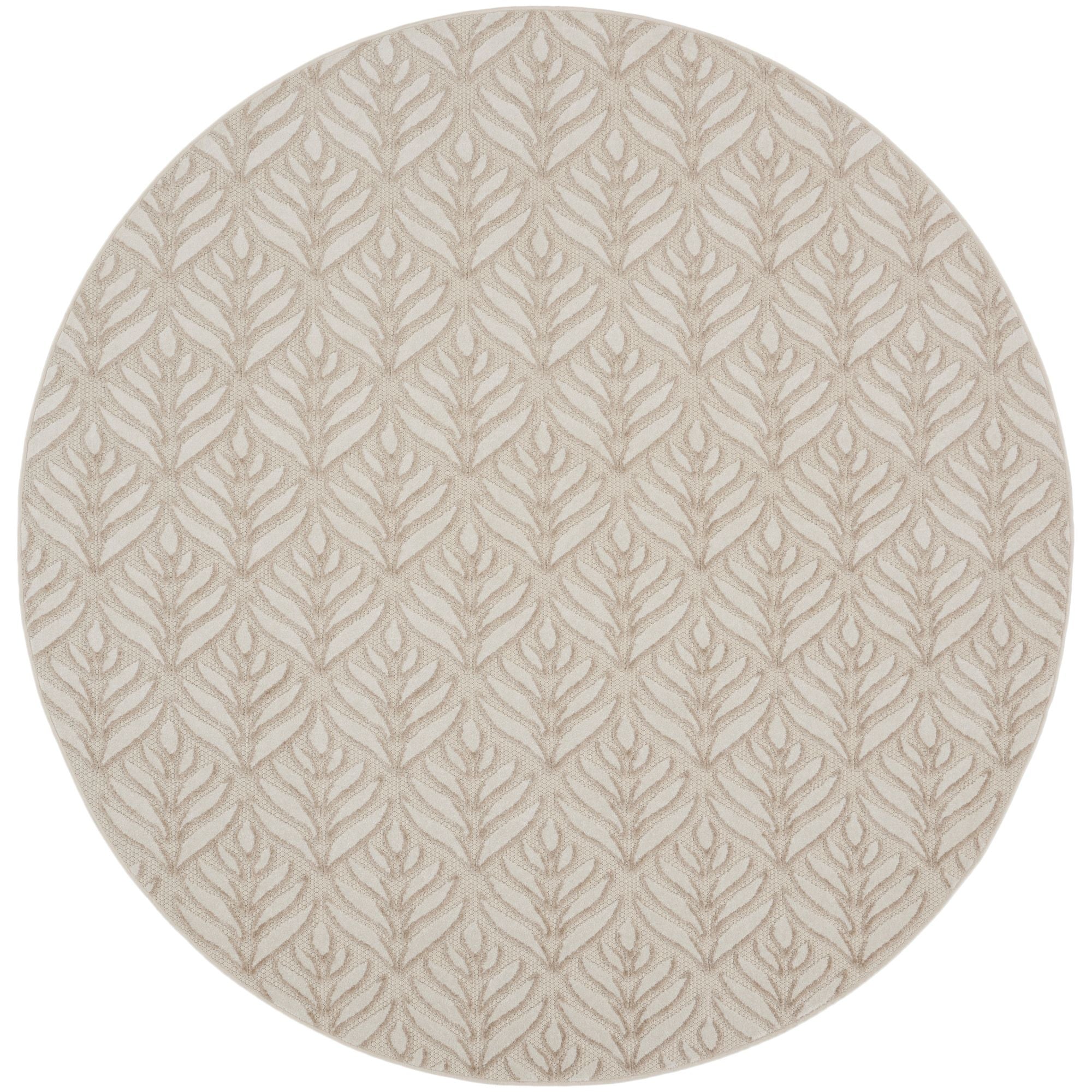 Ivory Grey Tropical Palm Leaf Indoor-Outdoor Rug