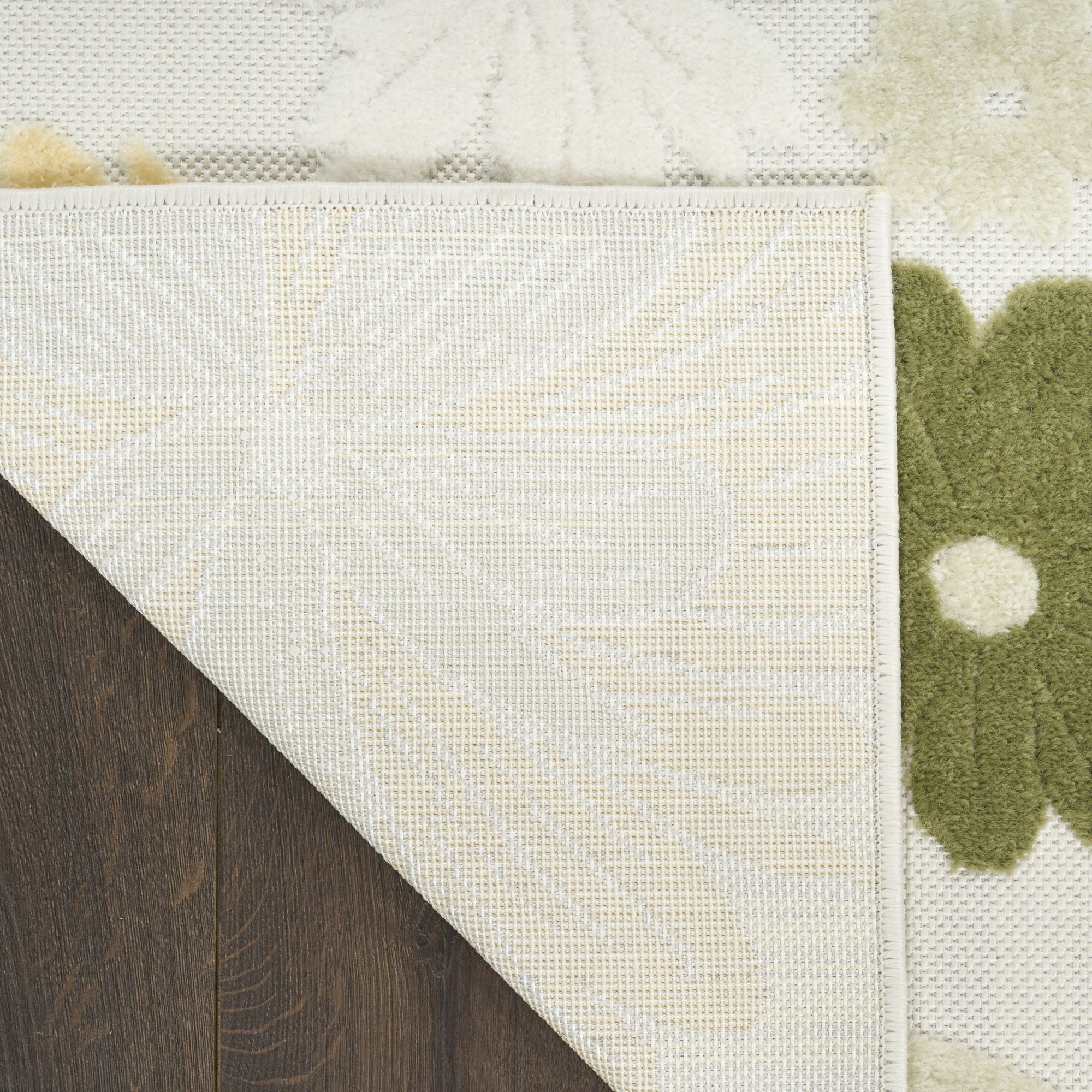 Ivory Green Modern Floral Indoor Outdoor Area Rug