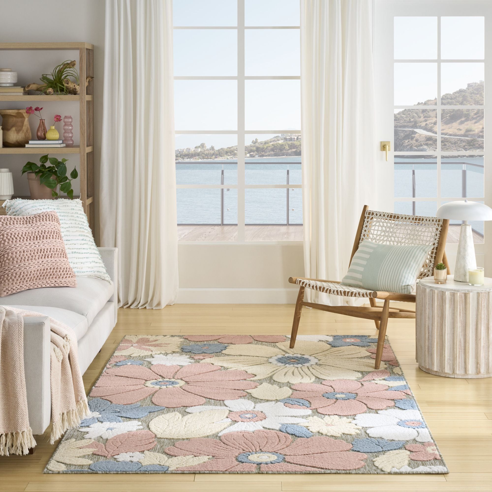 Rose Modern Floral Indoor Outdoor Area Rug