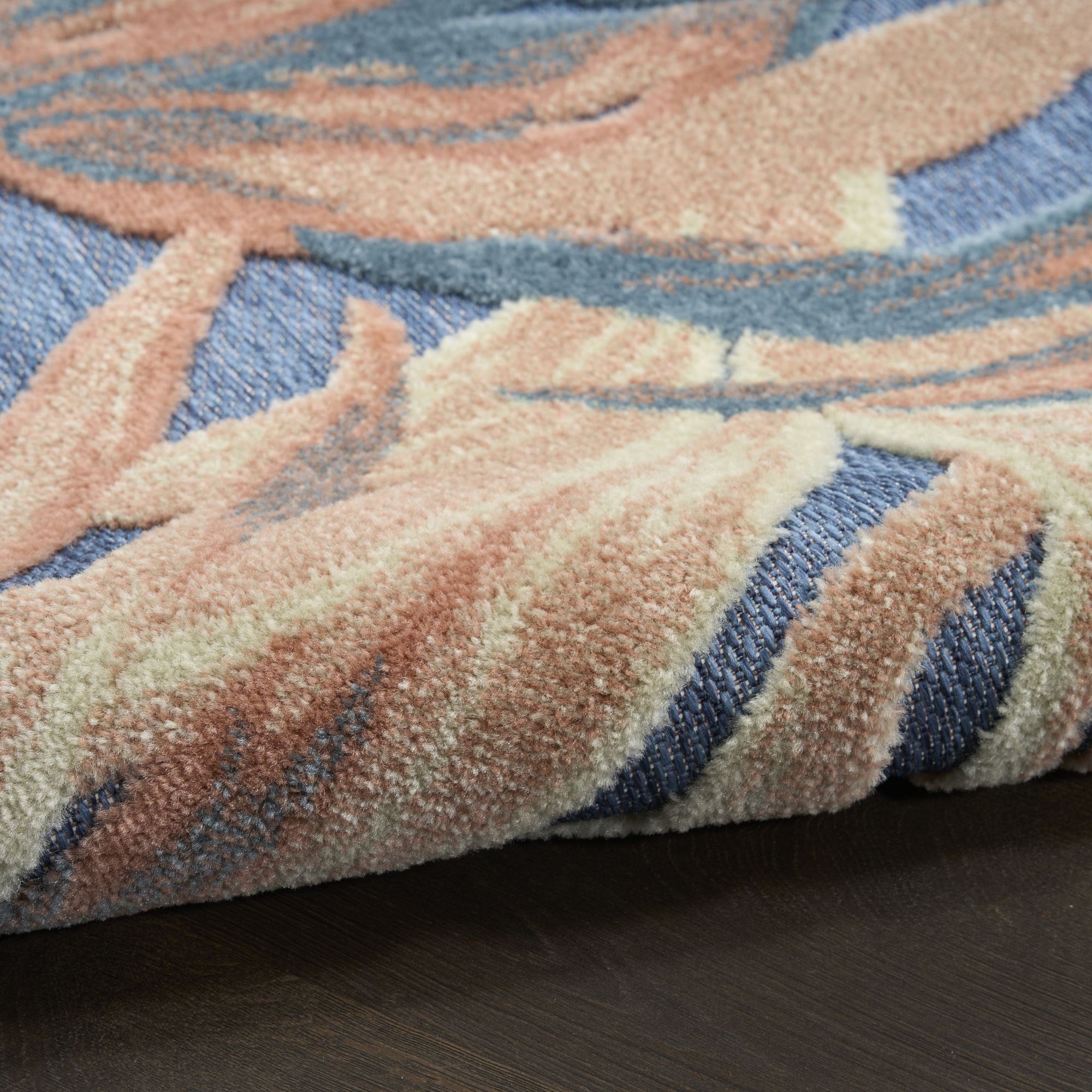Blue Rose Tropical Botanical Indoor Outdoor Area Rug