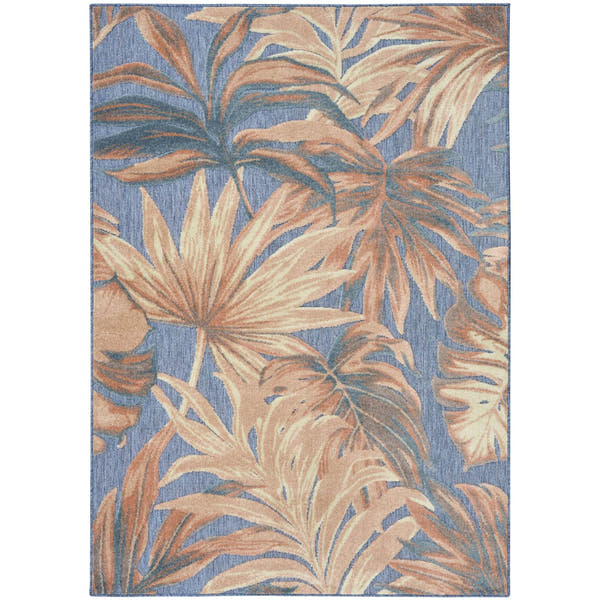 Blue Rose Tropical Botanical Indoor Outdoor Area Rug